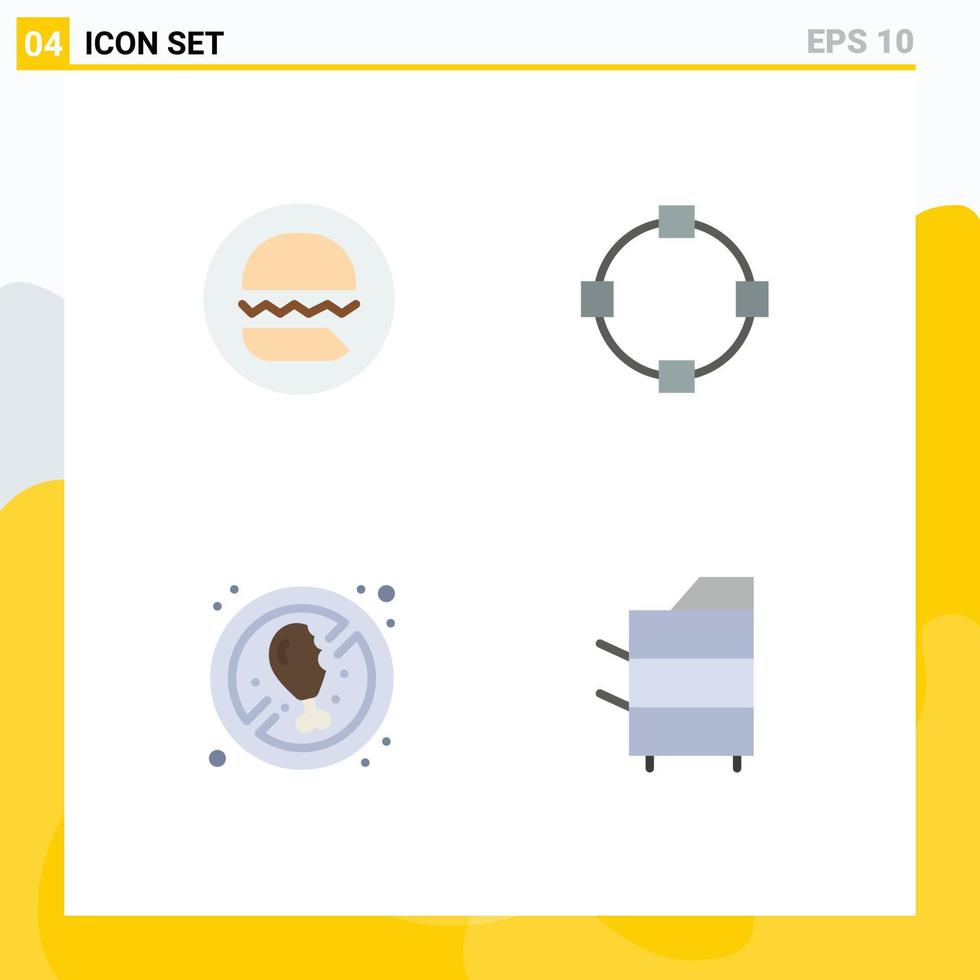 Pack of 4 creative Flat Icons of burgers food no points copier Editable Vector Design Elements