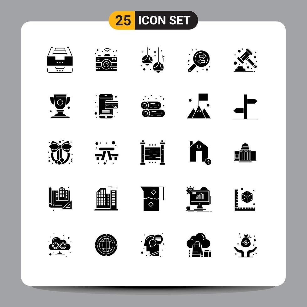 25 Solid Glyph concept for Websites Mobile and Apps auction exchange bulb data analysis lights Editable Vector Design Elements