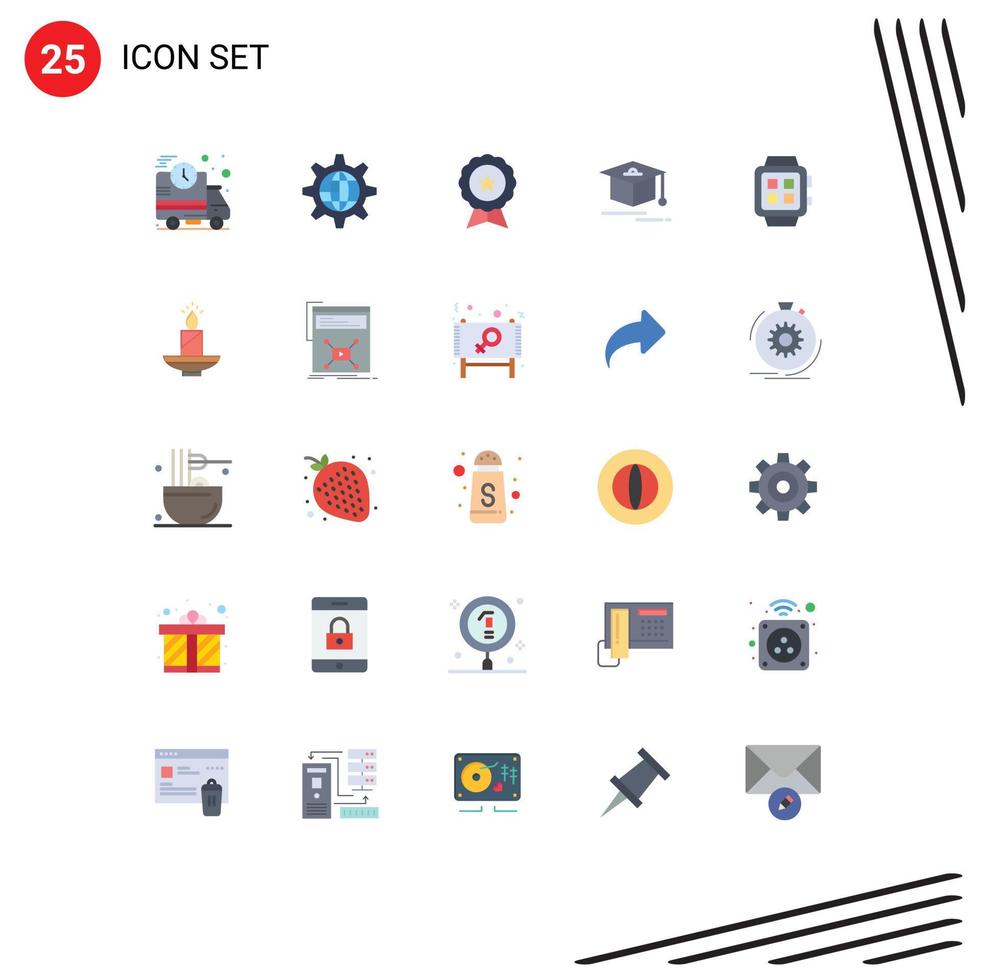 25 Flat Color concept for Websites Mobile and Apps electronic education setting cap guarantee Editable Vector Design Elements