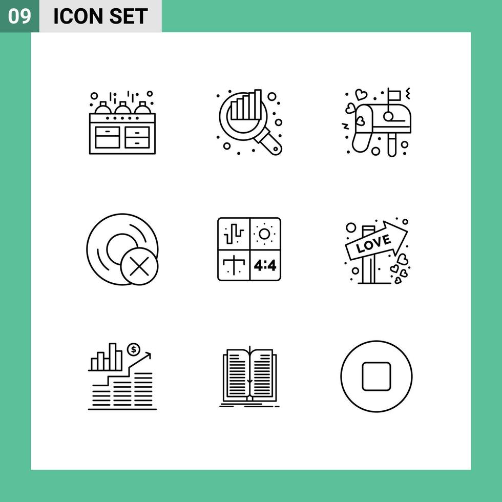 Modern Set of 9 Outlines and symbols such as audio gadget box disc computers Editable Vector Design Elements