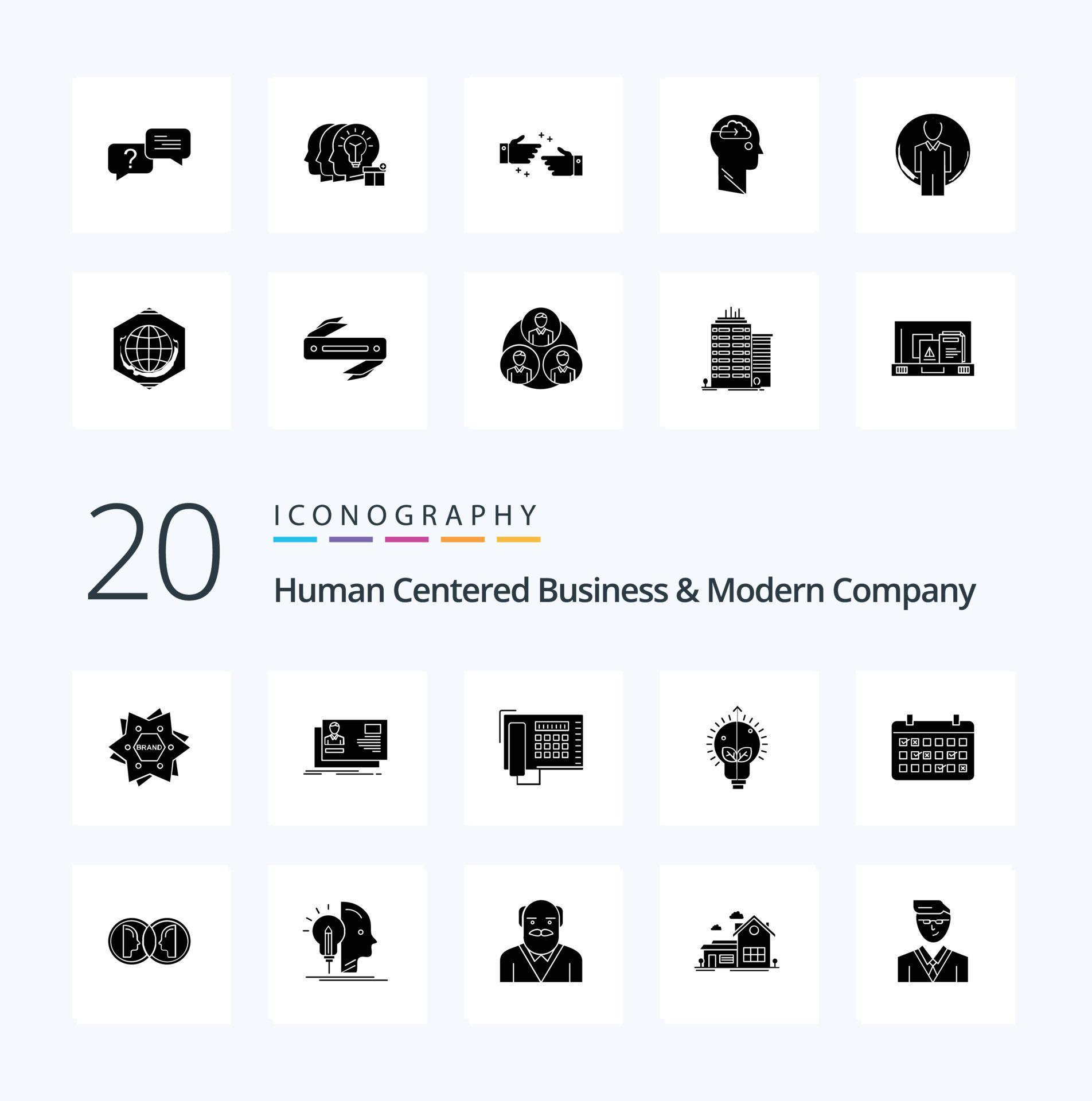 20 Human Centered Business And Modern Company Solid Glyph icon Pack