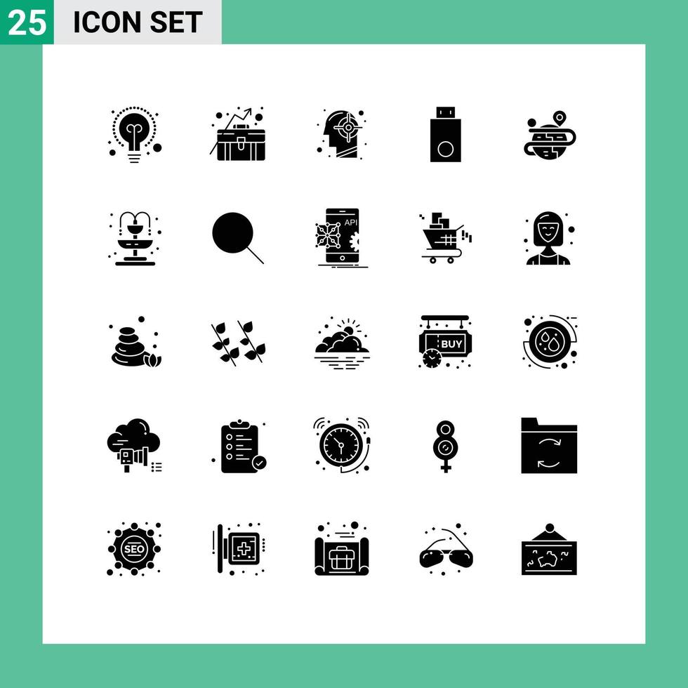 Pack of 25 creative Solid Glyphs of creative products head electronics devices Editable Vector Design Elements