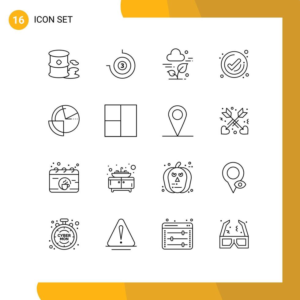 Modern Set of 16 Outlines Pictograph of data analysis cloud check management Editable Vector Design Elements