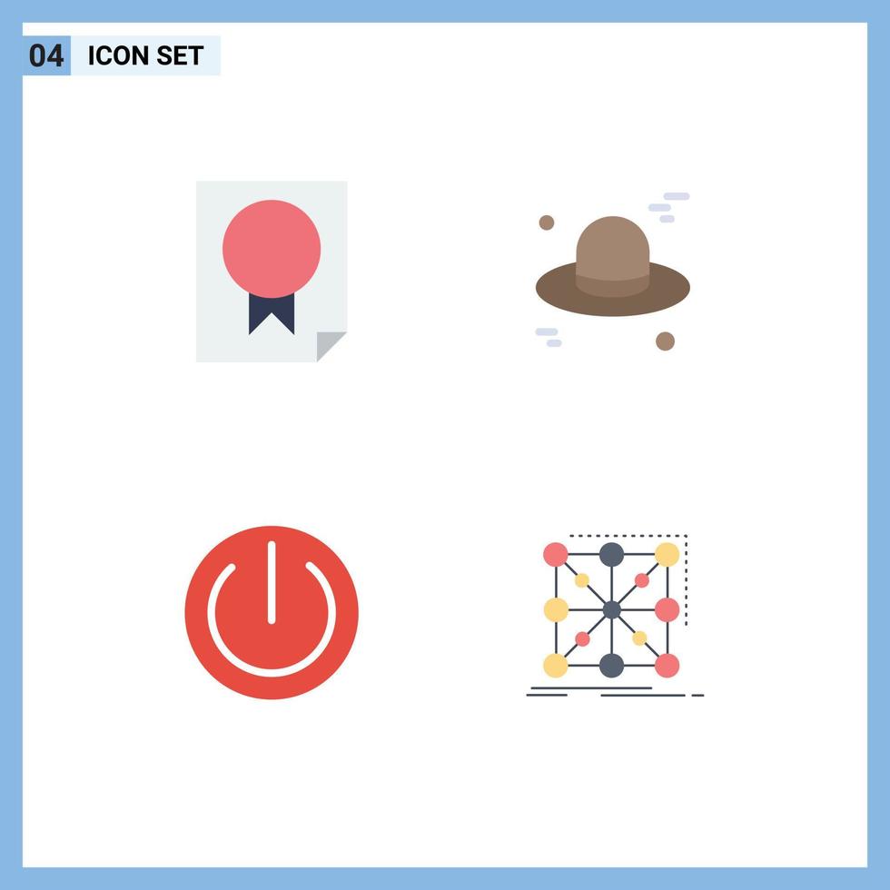 4 Universal Flat Icon Signs Symbols of award power paper cap framework Editable Vector Design Elements