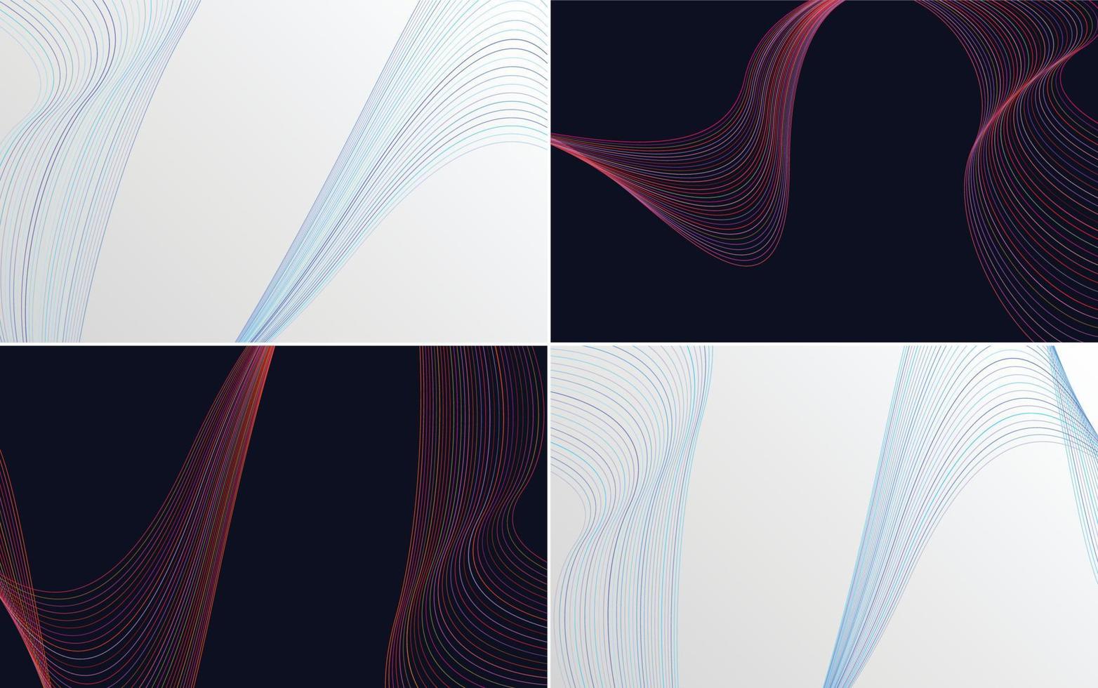 Collection of geometric minimal lines pattern set vector