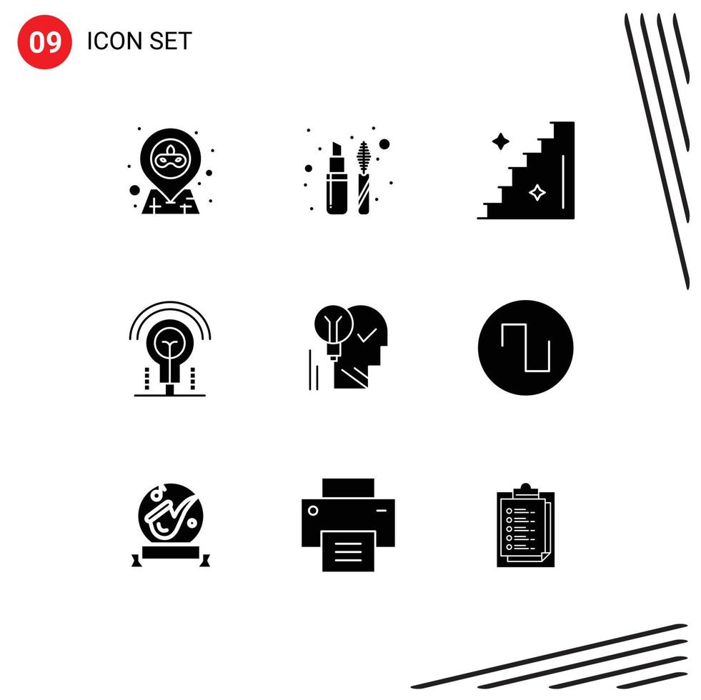 9 Thematic Vector Solid Glyphs and Editable Symbols of idea creative floor hotel idea Editable Vector Design Elements