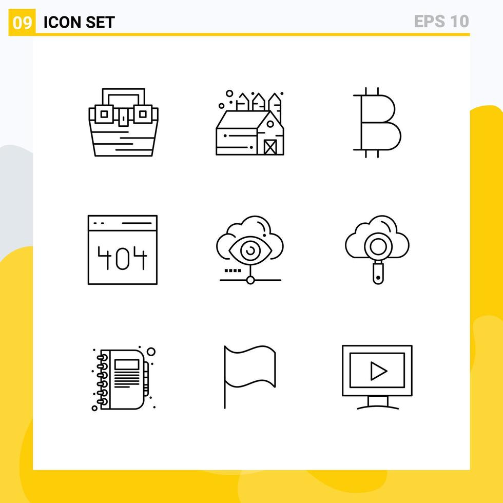 9 Creative Icons Modern Signs and Symbols of view eye bitcoin user interface Editable Vector Design Elements