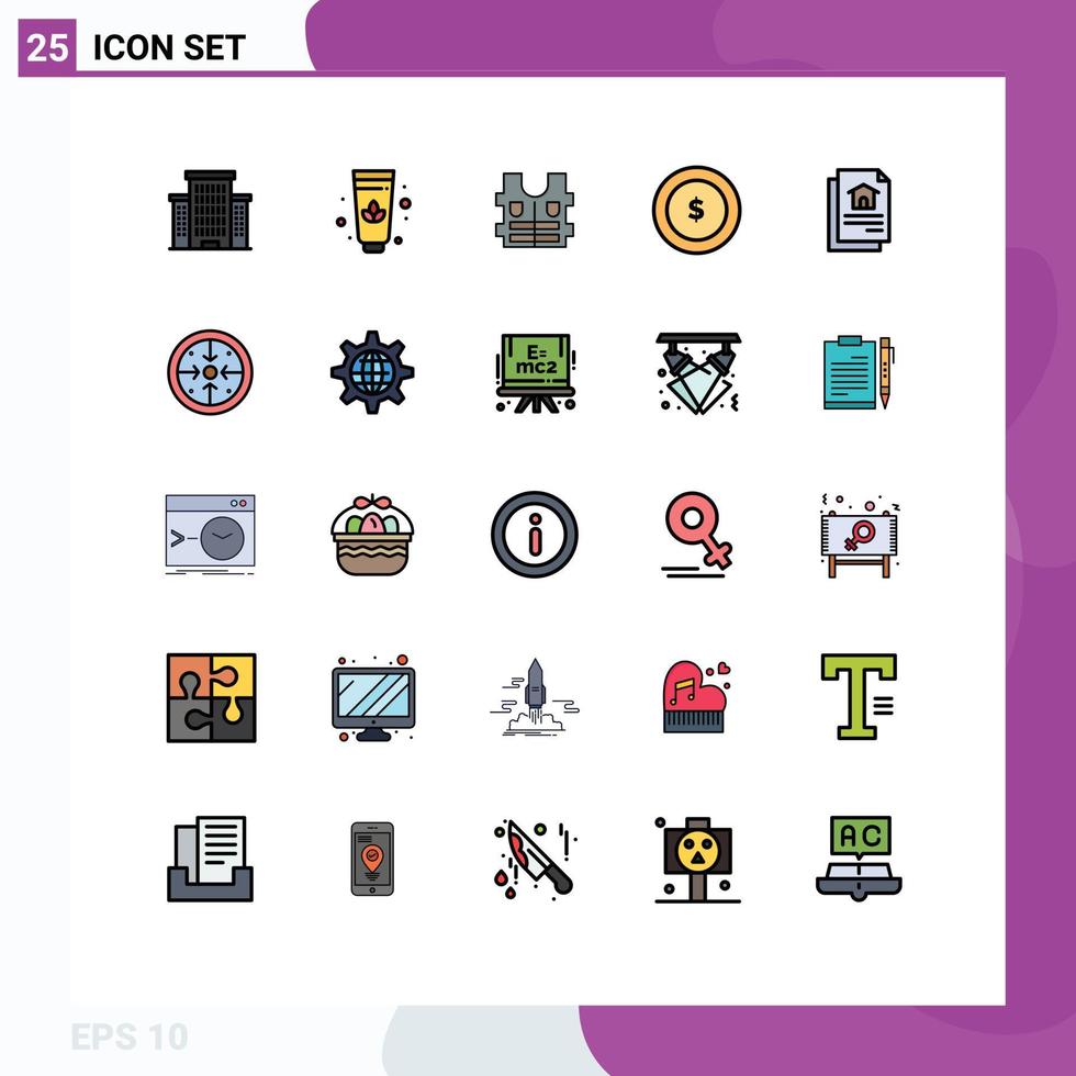 Set of 25 Modern UI Icons Symbols Signs for operation goals coin stages document Editable Vector Design Elements