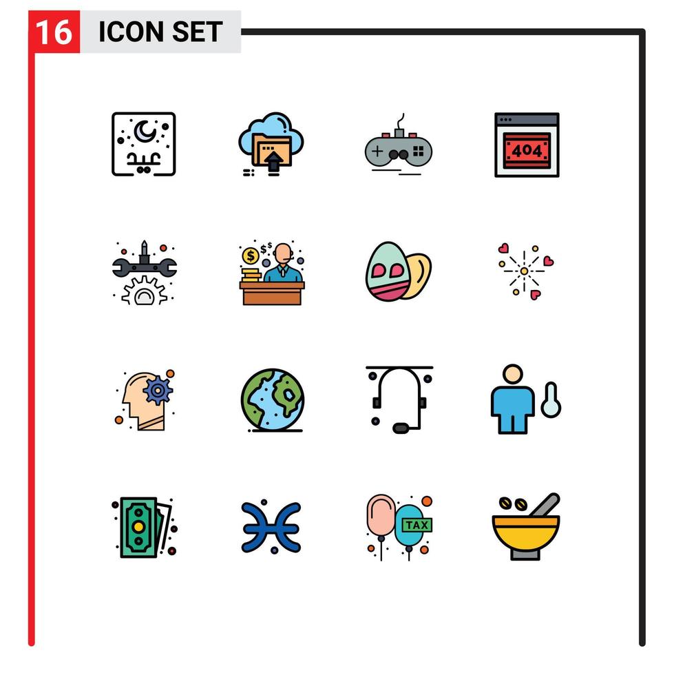 Stock Vector Icon Pack of 16 Line Signs and Symbols for server error page cloud error xbox Editable Creative Vector Design Elements