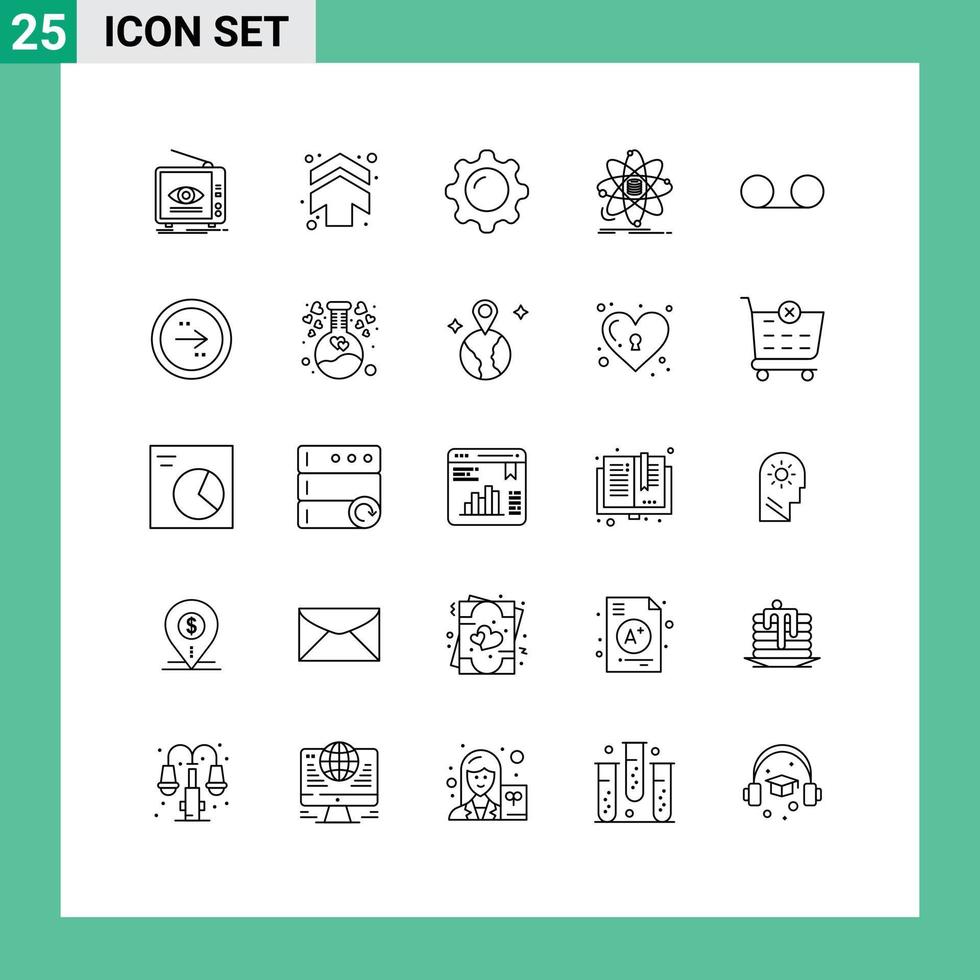 Set of 25 Modern UI Icons Symbols Signs for research data direction analysis makeup Editable Vector Design Elements