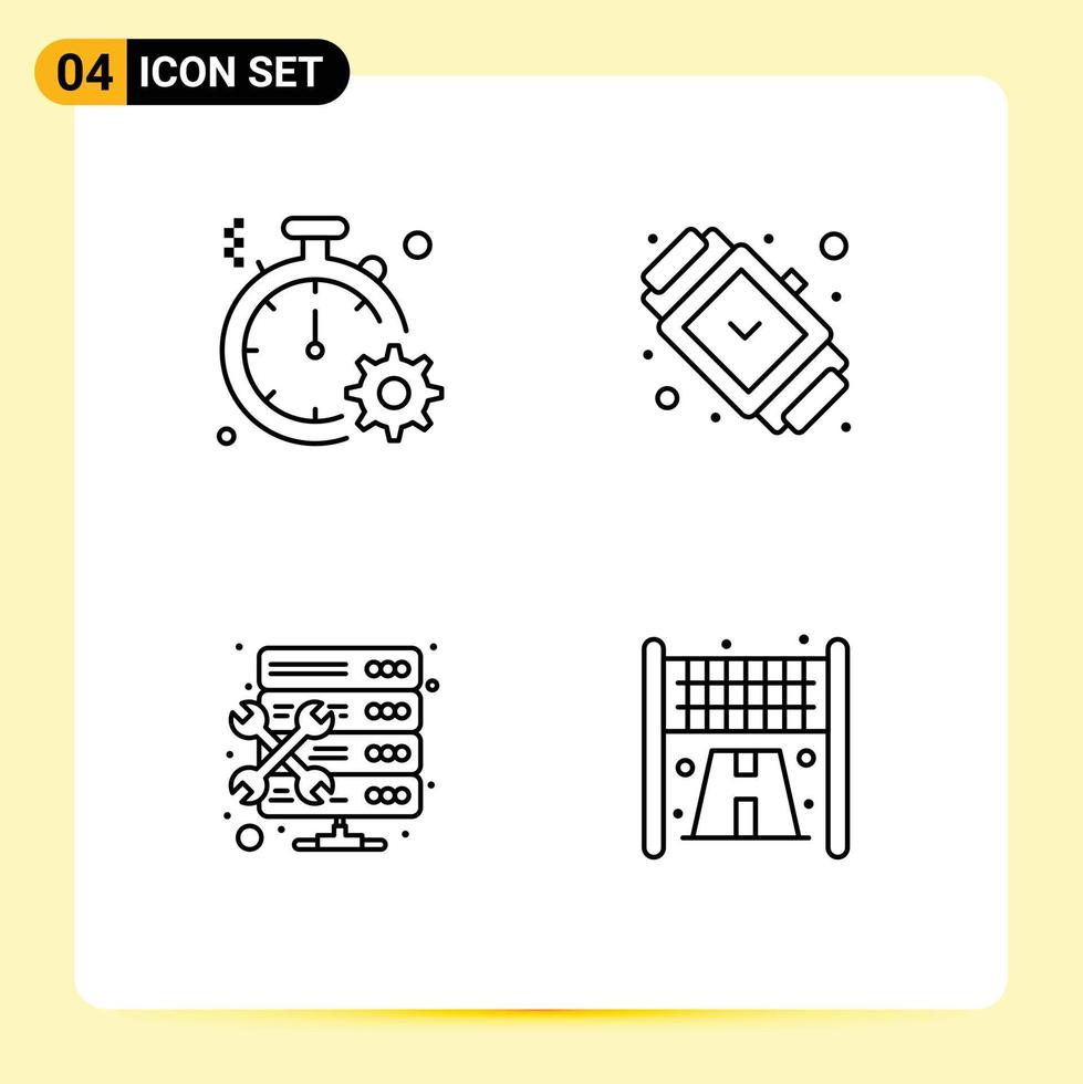 Universal Icon Symbols Group of 4 Modern Filledline Flat Colors of business watch quick accessory hosting Editable Vector Design Elements