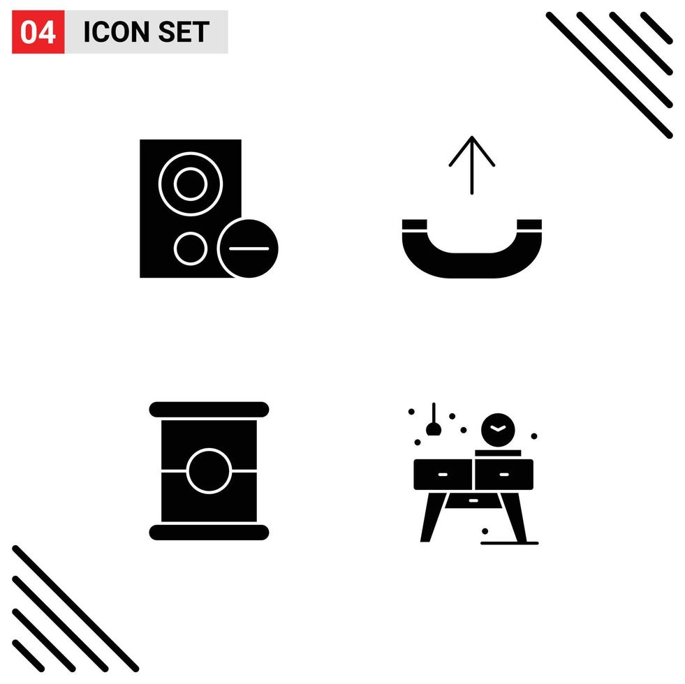 Pack of 4 Modern Solid Glyphs Signs and Symbols for Web Print Media such as computers preserves hardware outgoing home Editable Vector Design Elements