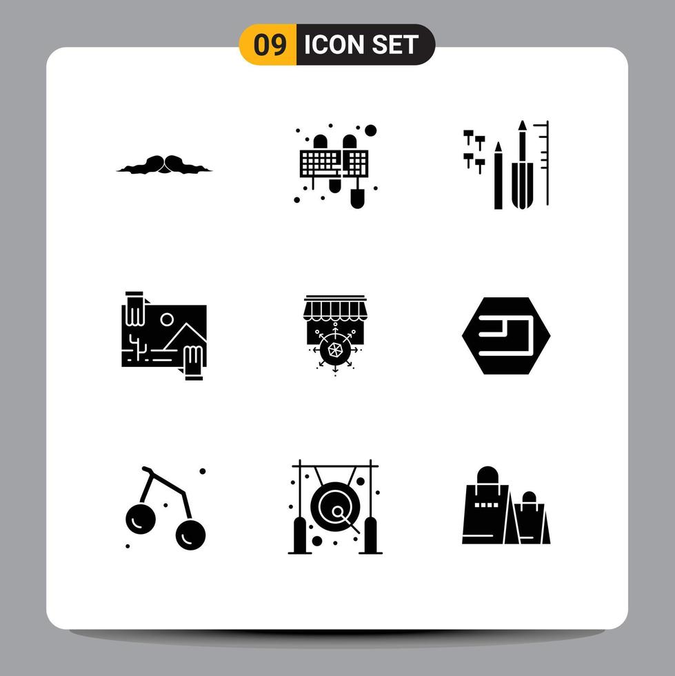 User Interface Pack of 9 Basic Solid Glyphs of photo dividend mouse distribution equipment Editable Vector Design Elements