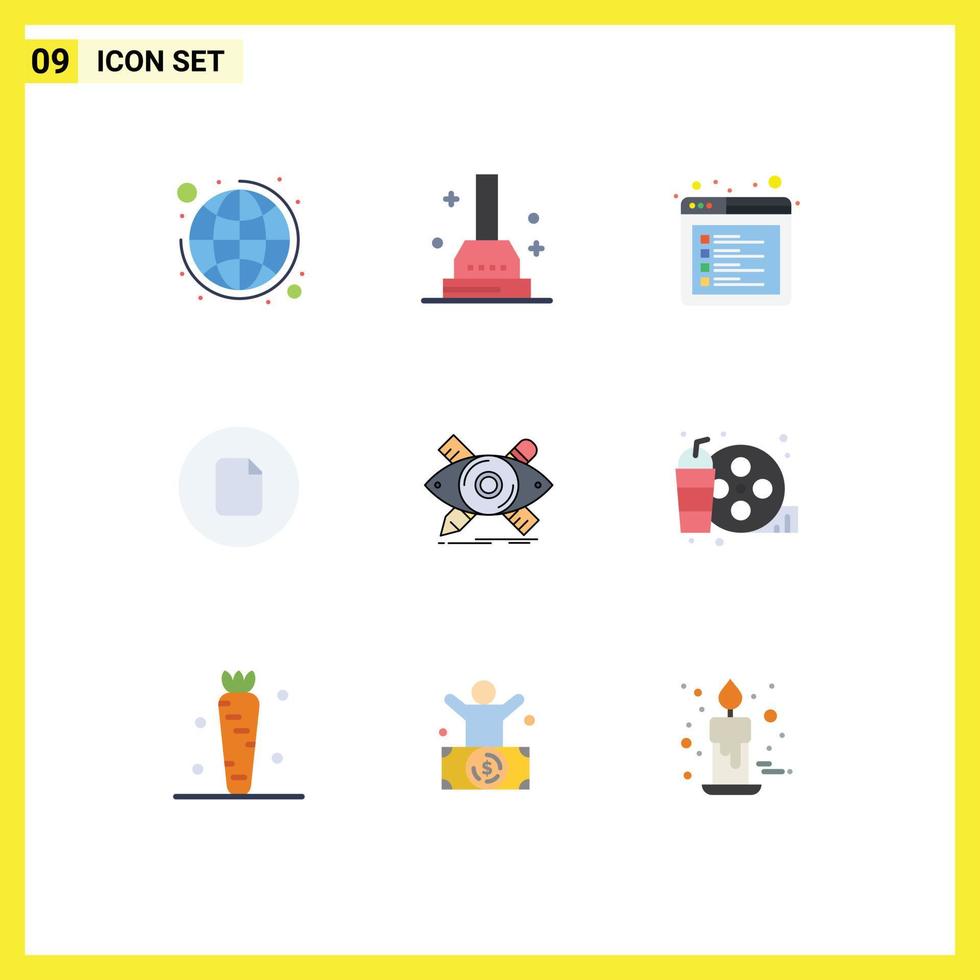 Editable Vector Line Pack of 9 Simple Flat Colors of illustration design internet ui file Editable Vector Design Elements