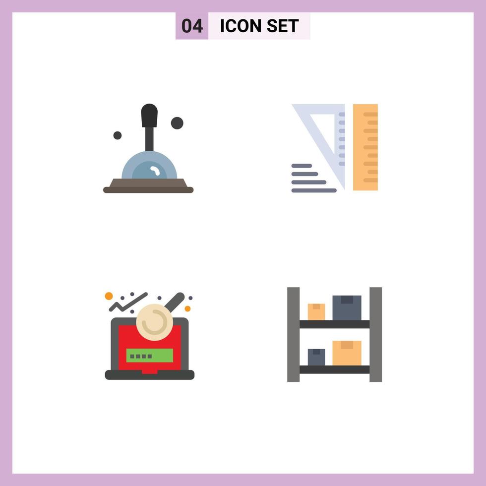 Editable Vector Line Pack of 4 Simple Flat Icons of search login education analysis boxes Editable Vector Design Elements