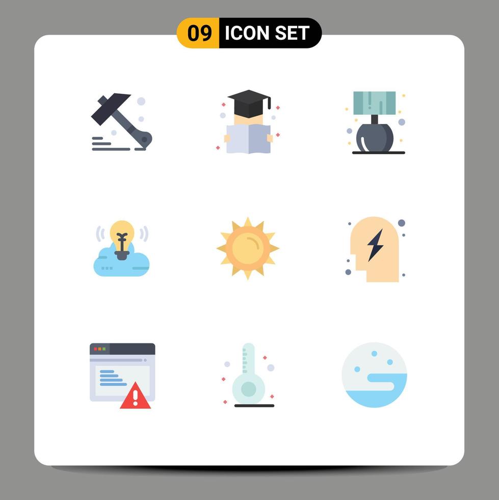 Set of 9 Modern UI Icons Symbols Signs for spring brightness living sun cloud creative Editable Vector Design Elements