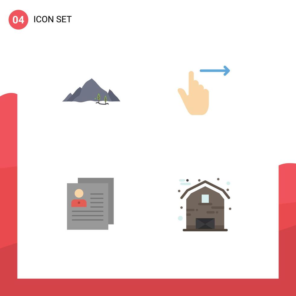 Group of 4 Flat Icons Signs and Symbols for mountain swipe nature gestures about Editable Vector Design Elements