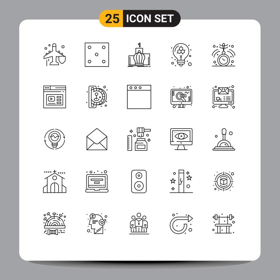Set of 25 Modern UI Icons Symbols Signs for clock model crown education royal Editable Vector Design Elements