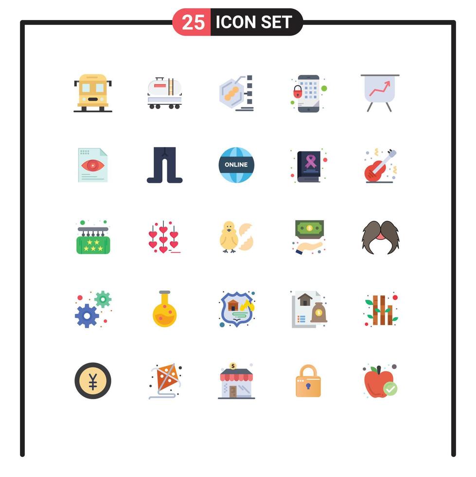 Modern Set of 25 Flat Colors and symbols such as file board biochemical mobile encryption Editable Vector Design Elements