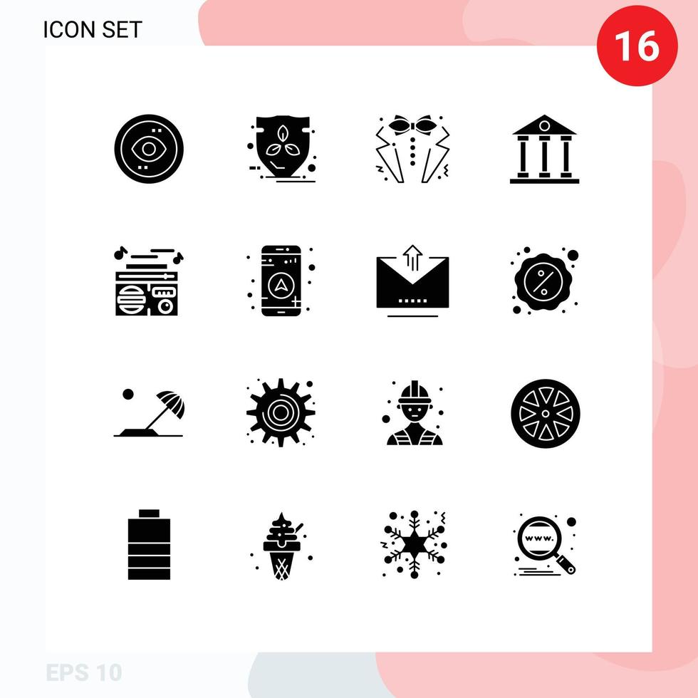 Stock Vector Icon Pack of 16 Line Signs and Symbols for finance and business columns shield banking suit Editable Vector Design Elements