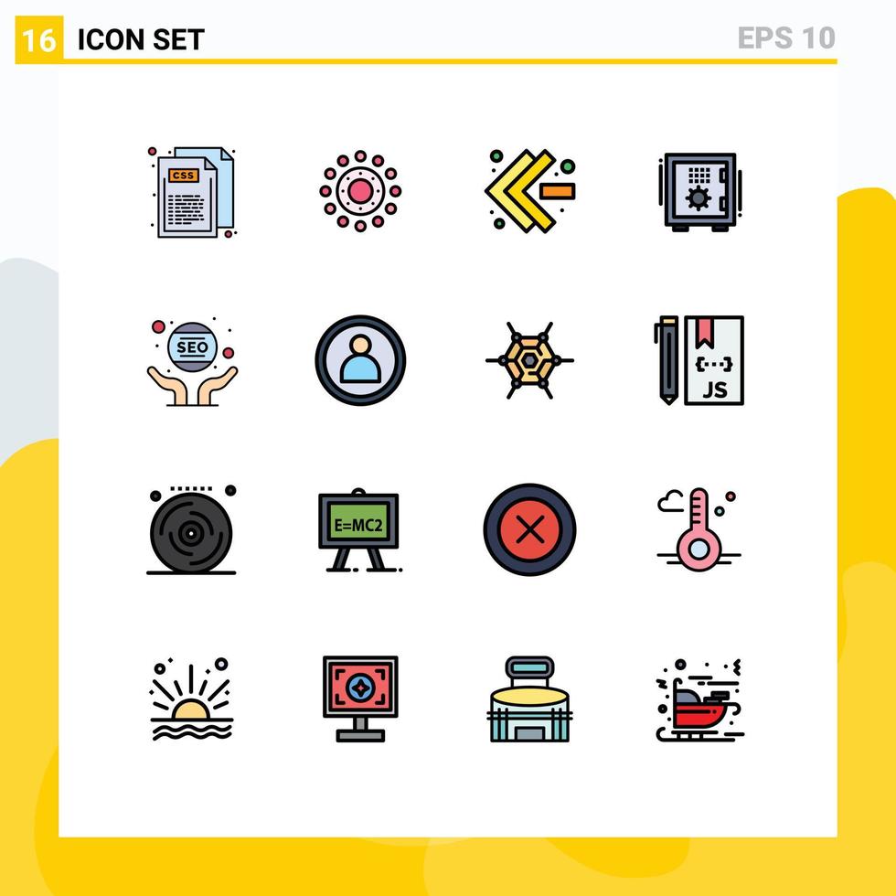 16 iconos creativos signos y símbolos modernos de cajas de seguridad para manos flechas caja de seguridad elementos de diseño de vectores creativos editables