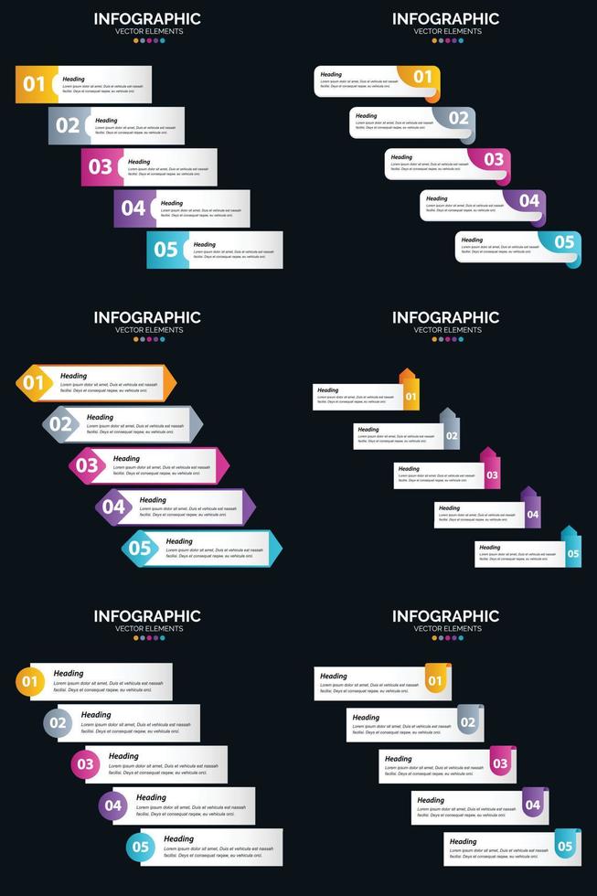 ilustrar ideas complejas con seis infografías vectoriales y diagramas de ciclo vector