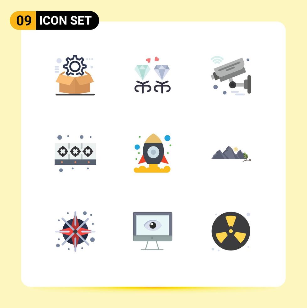 Set of 9 Modern UI Icons Symbols Signs for kitchen cooking mom cooker security Editable Vector Design Elements