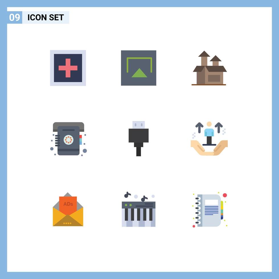 User Interface Pack of 9 Basic Flat Colors of file list management contact phone Editable Vector Design Elements