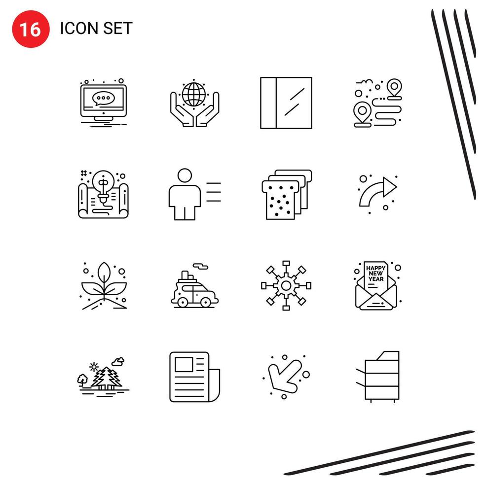 16 Creative Icons Modern Signs and Symbols of file creative earth path road Editable Vector Design Elements