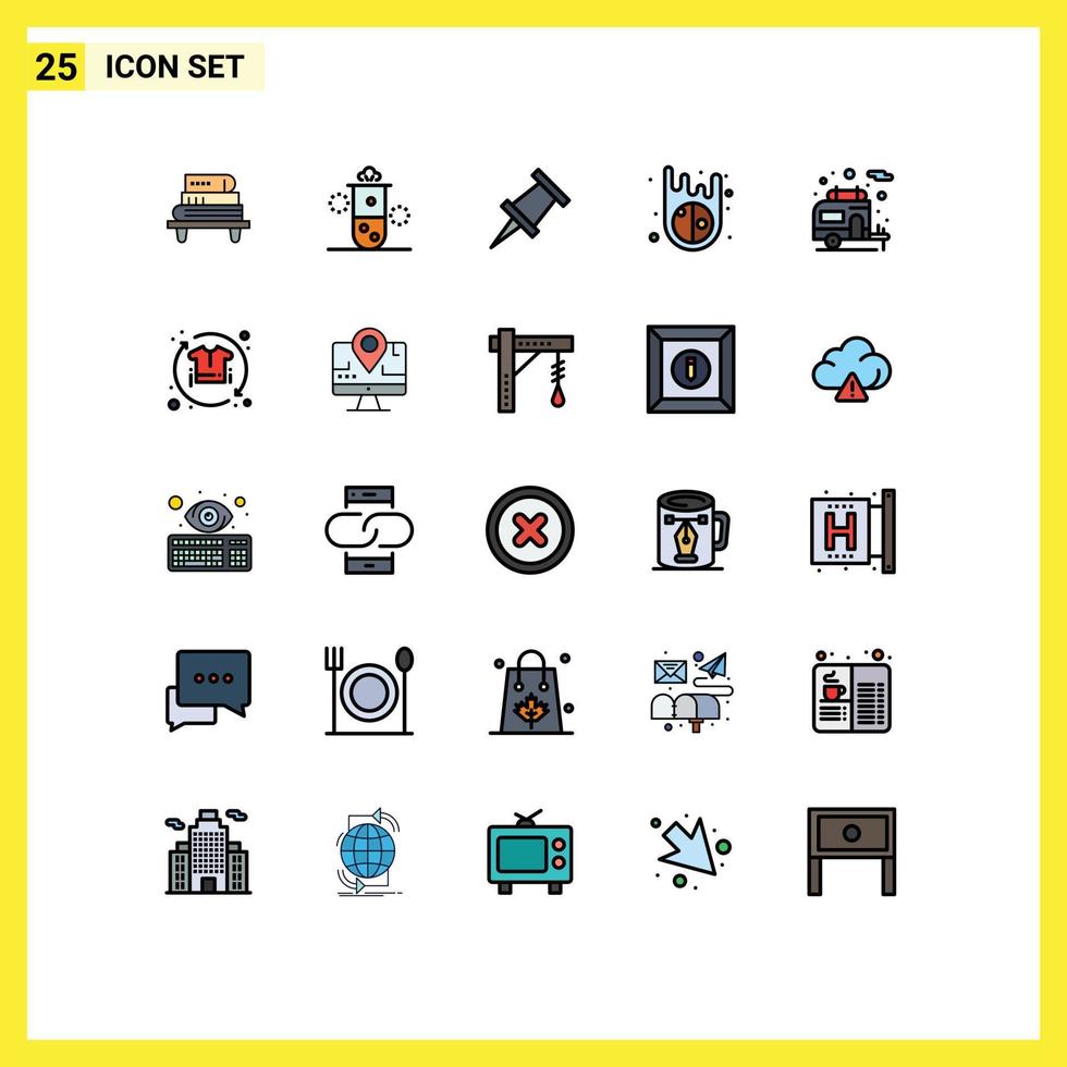 25 iconos creativos signos y símbolos modernos de ropa camping energía térmica camper asteroide elementos de diseño vectorial editables vector