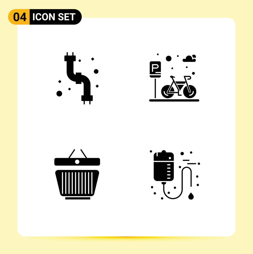 4 Creative Icons Modern Signs and Symbols of mechanical retail plumbing parking cart Editable Vector Design Elements