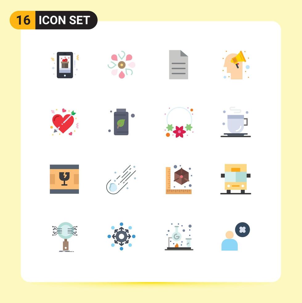 16 Universal Flat Colors Set for Web and Mobile Applications brain storming plan nature campaign user Editable Pack of Creative Vector Design Elements