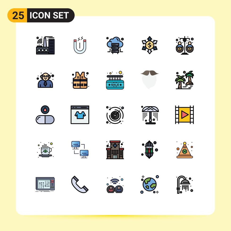 25 iconos creativos, signos y símbolos modernos de fondos de ingresos que alojan elementos de diseño de vectores editables de flecha de equidad