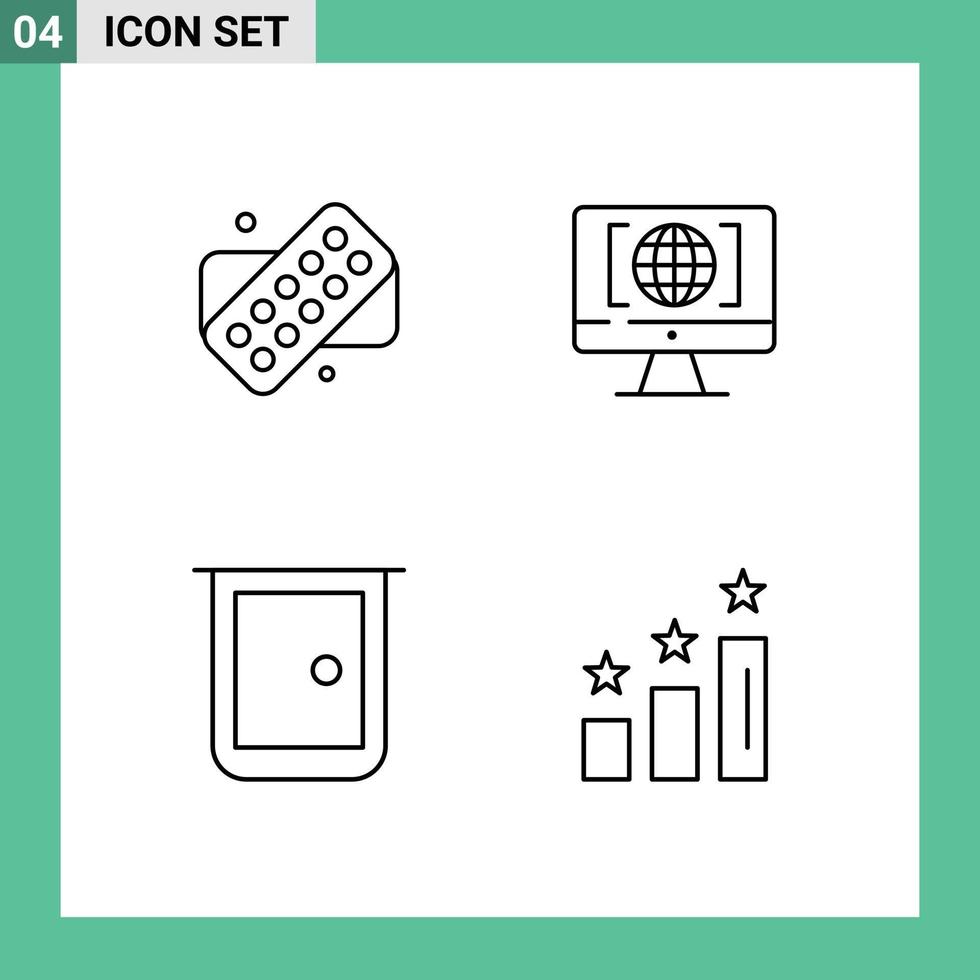 Group of 4 Filledline Flat Colors Signs and Symbols for tablet gate computer big think home gate Editable Vector Design Elements