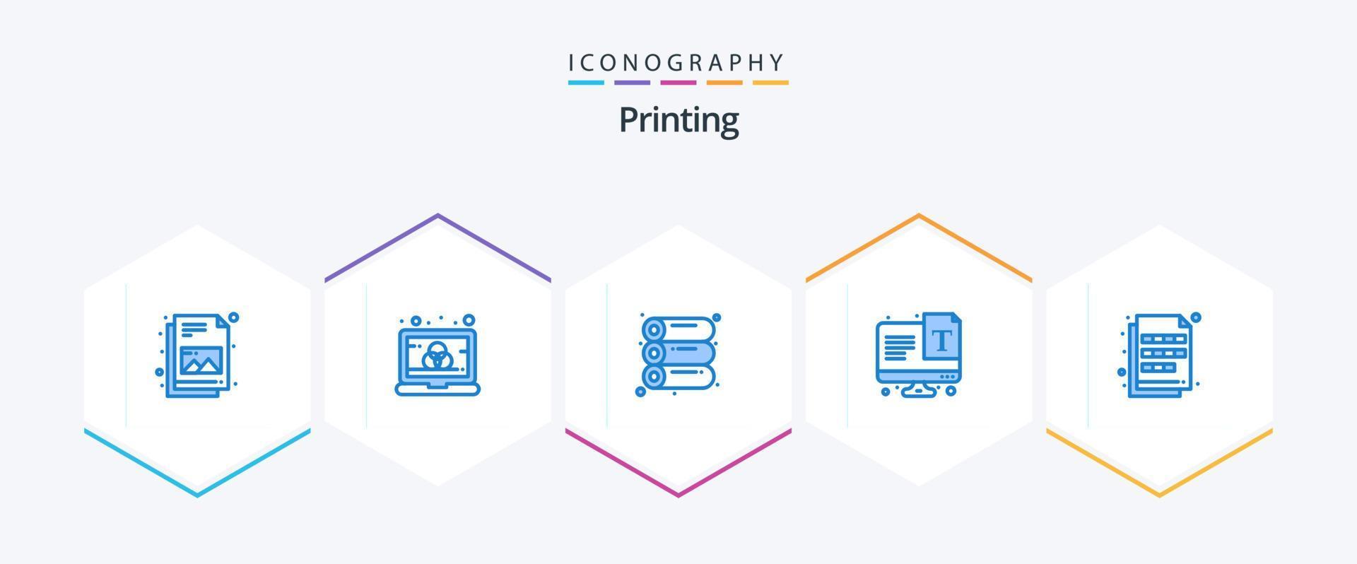 Printing 25 Blue icon pack including imaging. extension. offset. color. typography vector