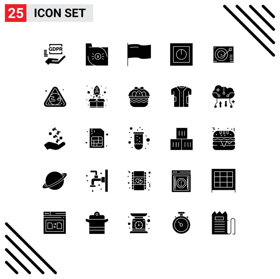 grupo de símbolos de iconos universales de 25 glifos sólidos modernos de dispositivos de productos de economía seguros de cubierta elementos de diseño de vectores editables