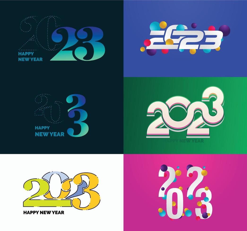 gran conjunto de 2023 feliz año nuevo diseño de texto de logotipo plantilla de diseño de número 2023 vector