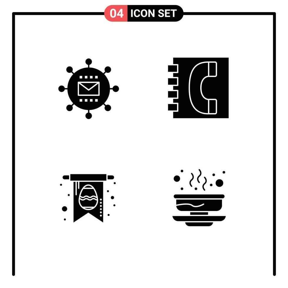 Set of 4 Modern UI Icons Symbols Signs for engine information optimization communication easter Editable Vector Design Elements