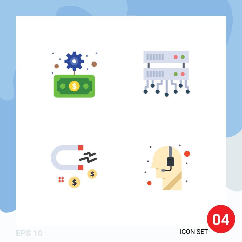 Modern Set of 4 Flat Icons Pictograph of business investment transfer shared web assistance Editable Vector Design Elements