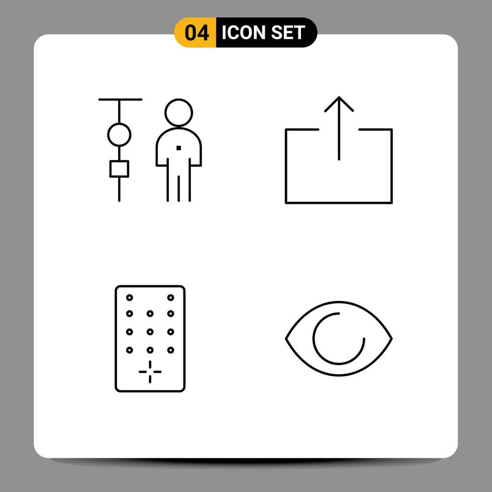 Pictogram Set of 4 Simple Filledline Flat Colors of business remote corporate management output eye Editable Vector Design Elements