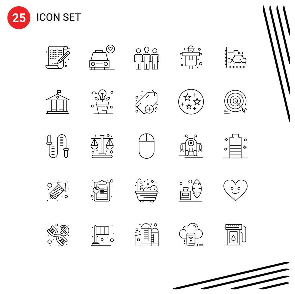 Universal Icon Symbols Group of 25 Modern Lines of chart analytics daybed scarecrow farm Editable Vector Design Elements