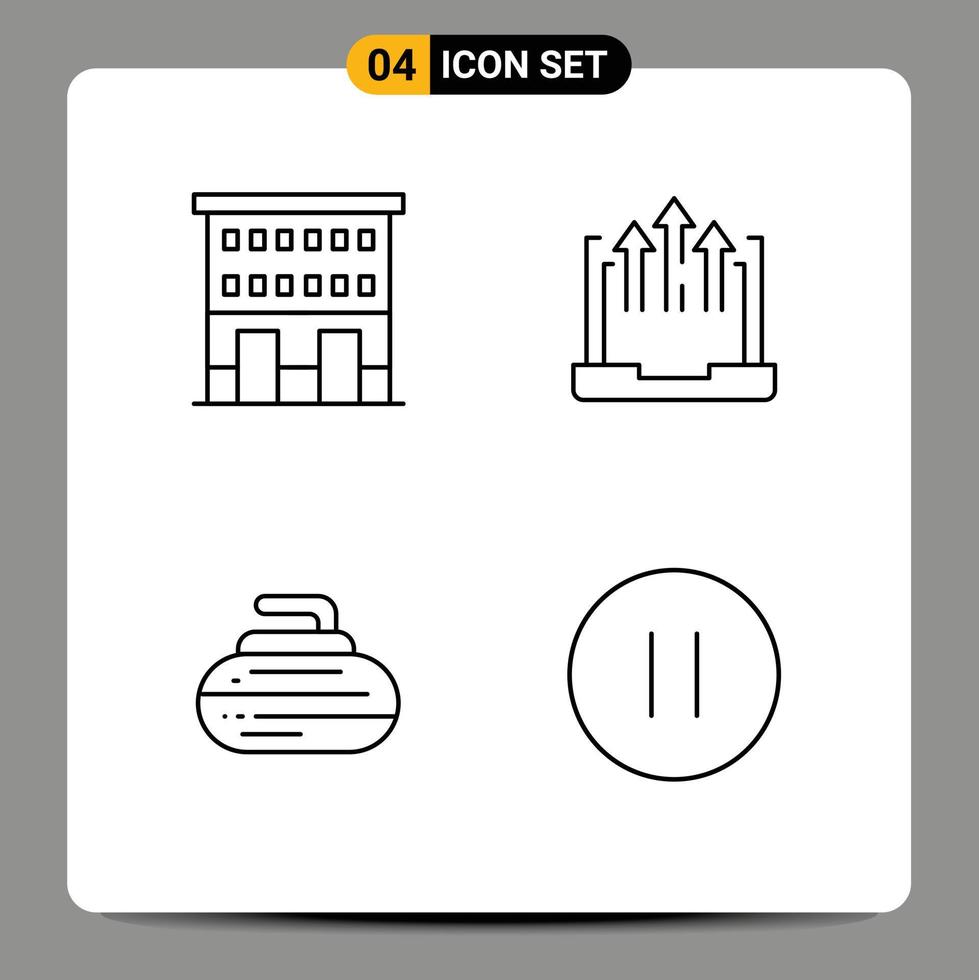 Stock Vector Icon Pack of 4 Line Signs and Symbols for buildings report shop front business curling Editable Vector Design Elements
