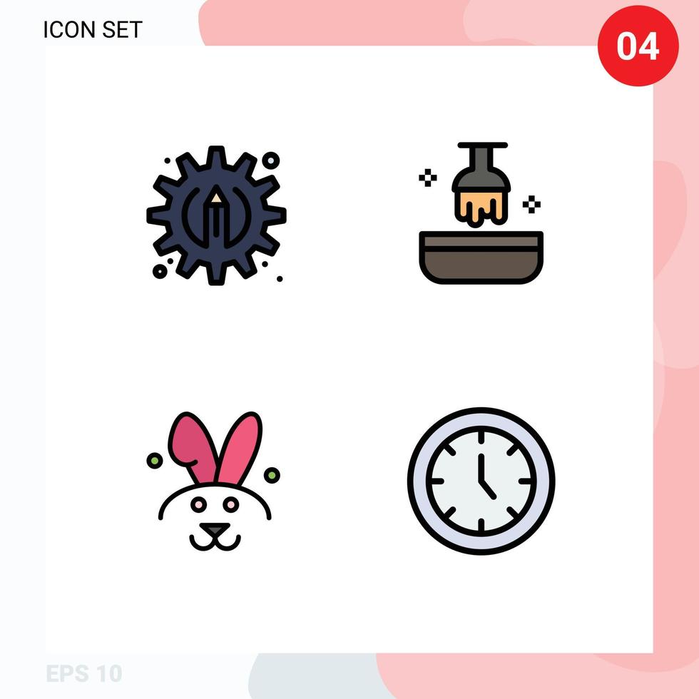 Stock Vector Icon Pack of 4 Line Signs and Symbols for creative rabbit beauty salon furniture Editable Vector Design Elements