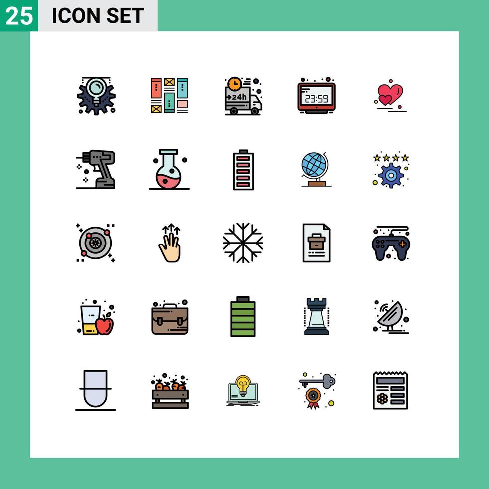 Set of 25 Modern UI Icons Symbols Signs for display computer clock car computer car Editable Vector Design Elements