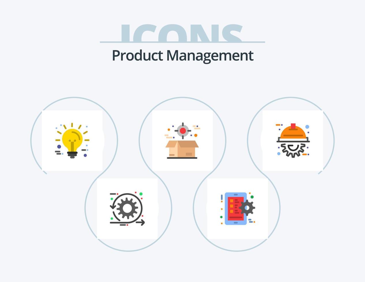 paquete de iconos planos de gestión de productos 5 diseño de iconos. paquete. caja. teléfono inteligente cajas tecnología vector