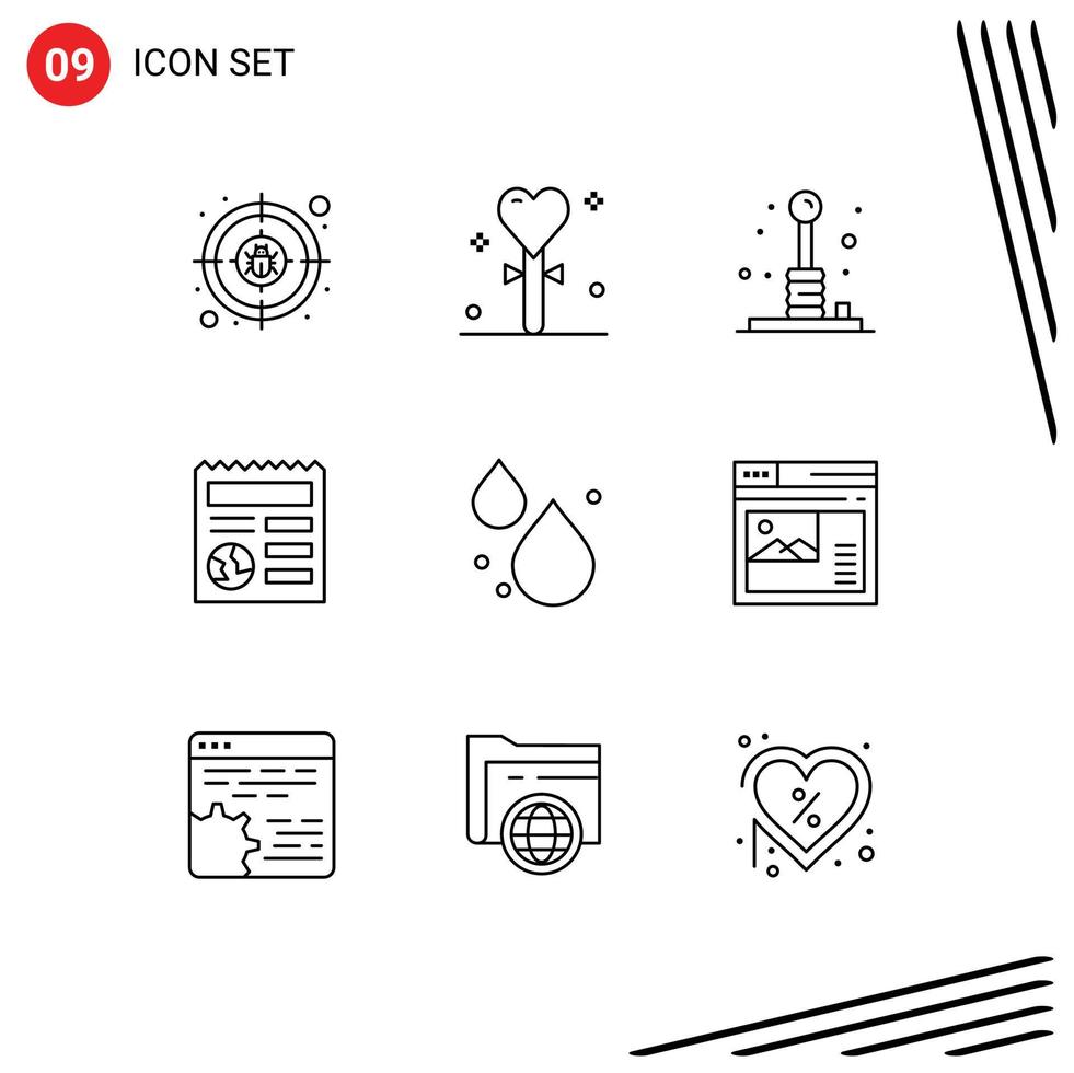 9 Creative Icons Modern Signs and Symbols of ui document stick basic play Editable Vector Design Elements