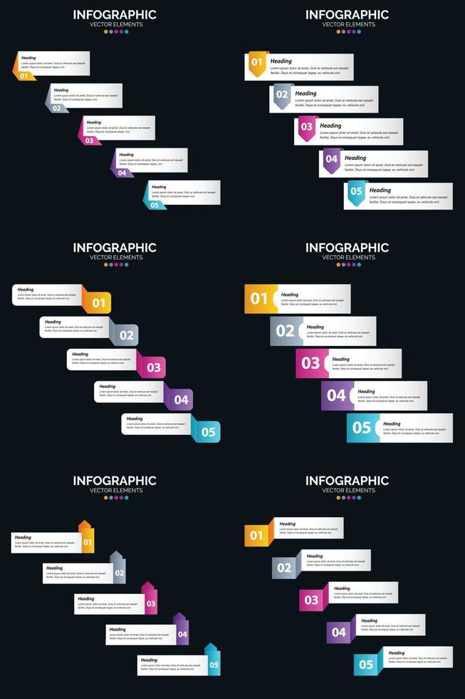 Use six vector infographics to effectively present your business concepts