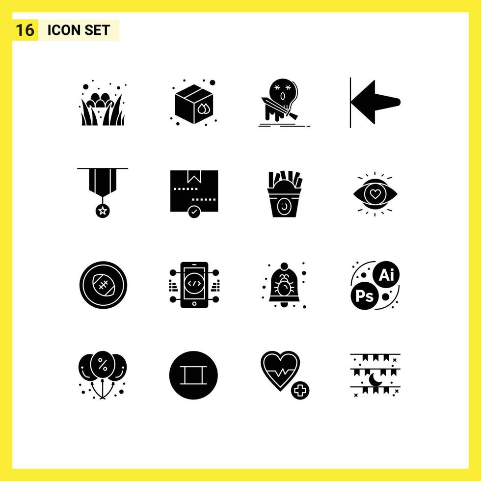 Pictogram Set of 16 Simple Solid Glyphs of decoration start death home sword Editable Vector Design Elements