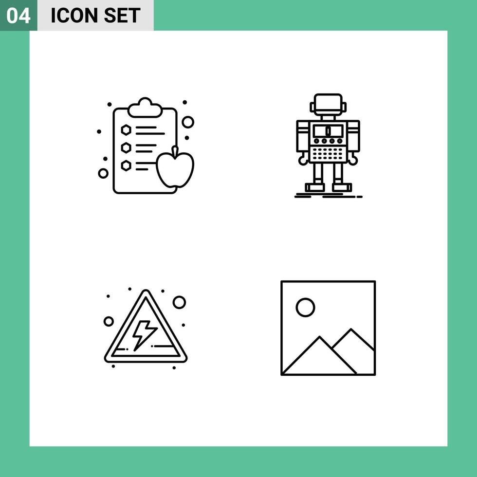 4 Line concept for Websites Mobile and Apps apple danger autonomous robotic twitter Editable Vector Design Elements