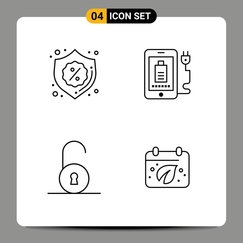 Line Pack of 4 Universal Symbols of security circular sale full earth Editable Vector Design Elements